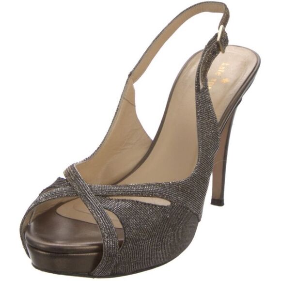 Kate Spade Silver Gold Slingback Open Toe Sandals Size 7.5 - Picture 4 of 11